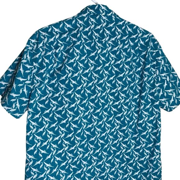 J Crew Shirt Mens L Blue Button Down Slim Fit Hawaiian Casual Birds Beach Preppy - Picture 9 of 11